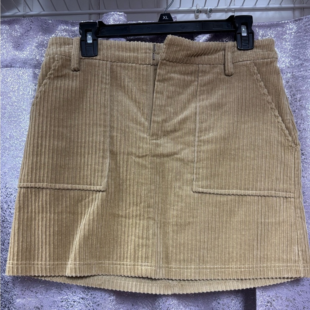 Tan Corduroy Women's Mini Skirt
